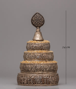 Traditional Mandala Offering Set | Copper Body with Silver Polish