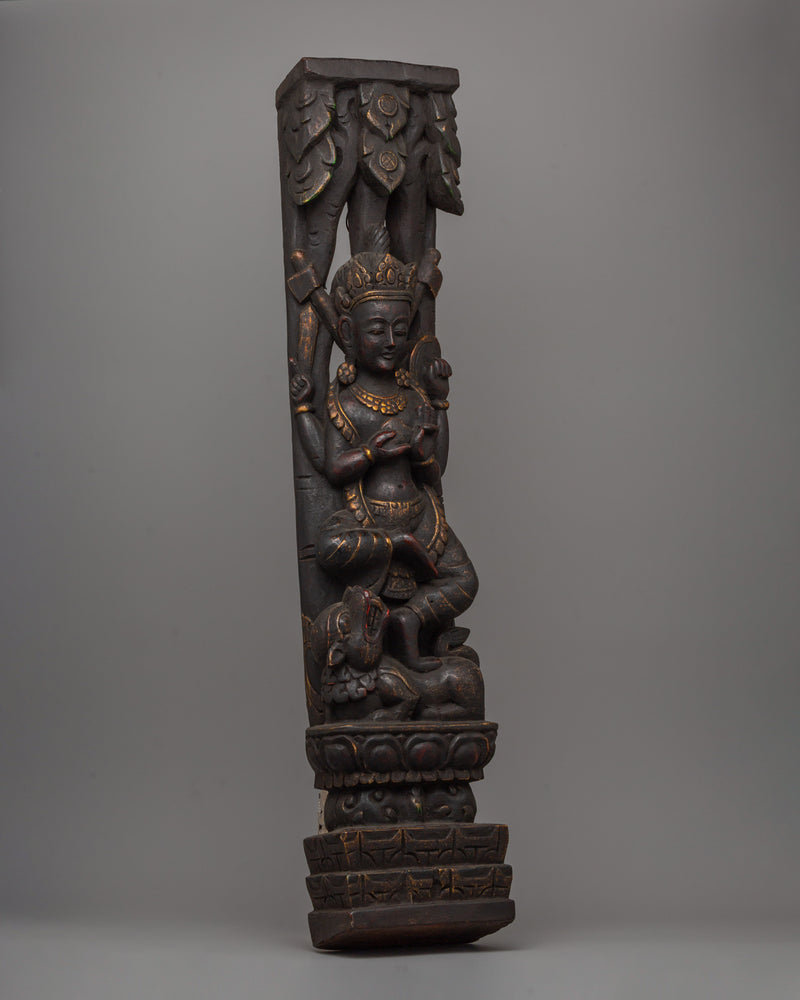 Hand-Carved Indrani Wooden Strut | Spiritual Art Work and Home Decor