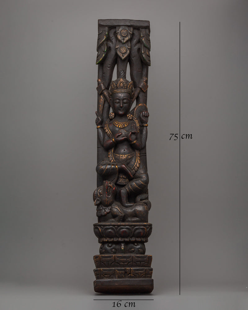 Hand-Carved Indrani Wooden Strut | Spiritual Art Work and Home Decor