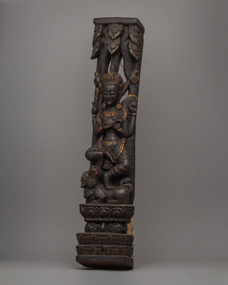 Hand-Carved Indrani Wooden Strut | Spiritual Art Work and Home Decor