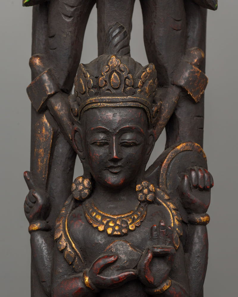 Hand-Carved Indrani Wooden Strut | Spiritual Art Work and Home Decor