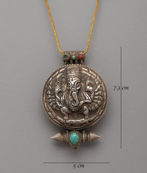 Silver Ganesh Ghau Box Locket | Symbol of Prosperity and Spiritual Strength