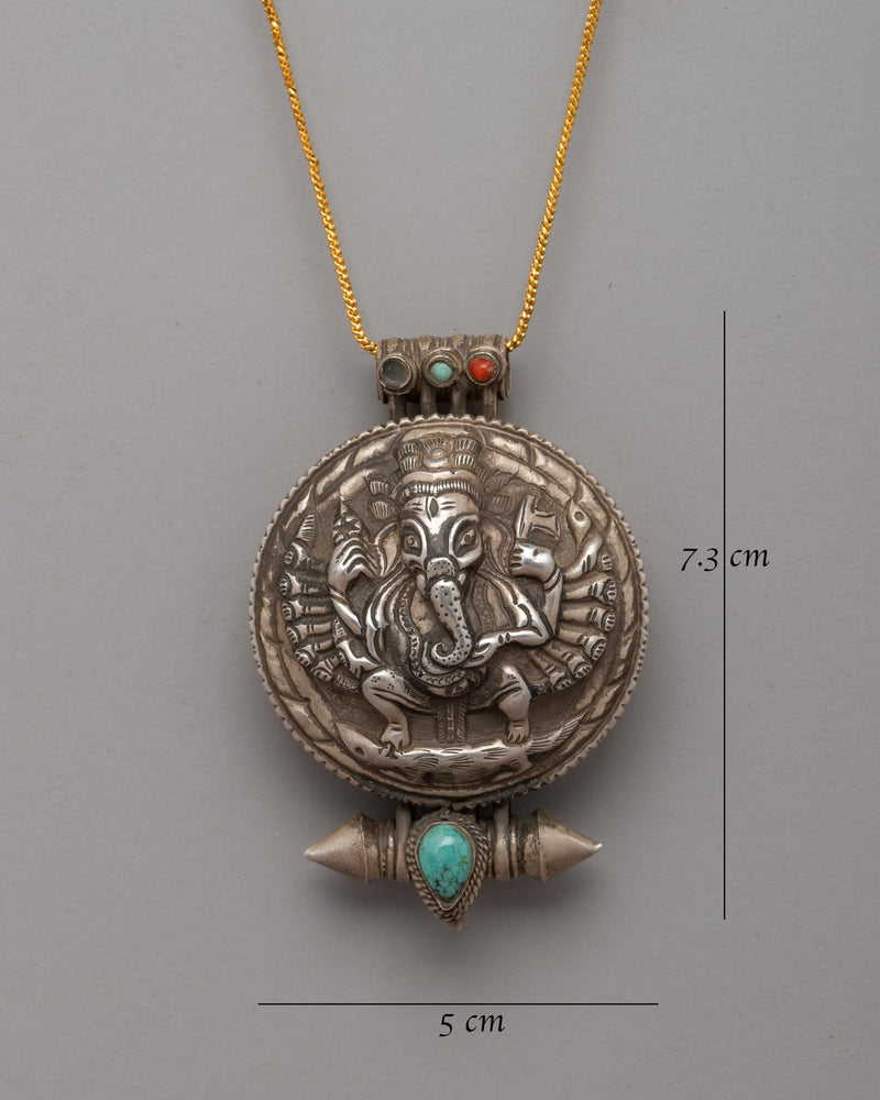 Silver Ganesh Ghau Box Locket | Symbol of Prosperity and Spiritual Strength