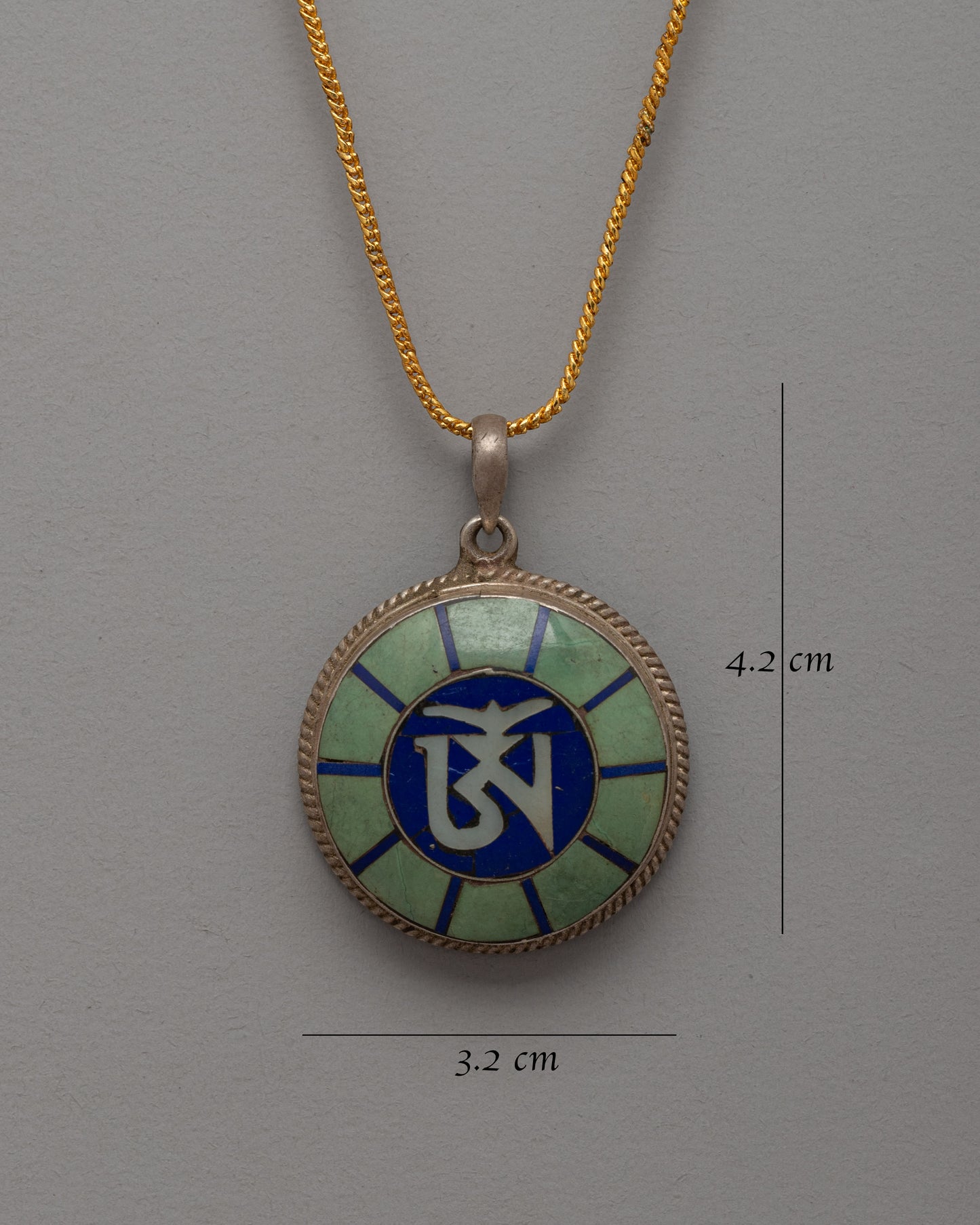 Handmade Om Locket | Sacred Jewelry with Lapis Lazuli and Turquoise