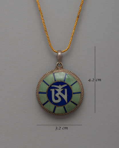 Handmade Om Locket | Sacred Jewelry with Lapis Lazuli and Turquoise