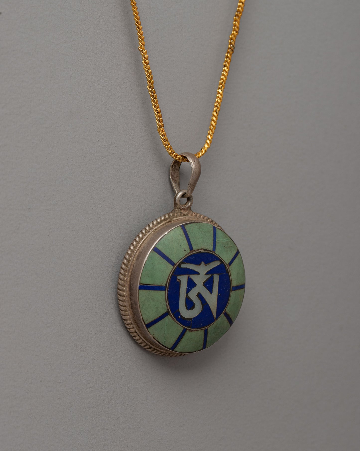 Handmade Om Locket | Sacred Jewelry with Lapis Lazuli and Turquoise