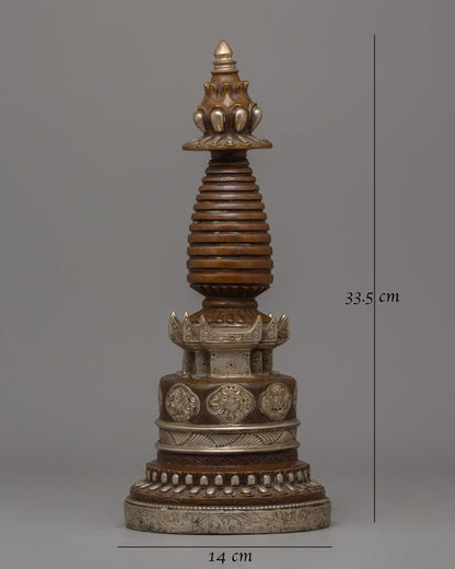 Handmade Traditional Kadampa Stupa | Symbol of Enlightenment and Spiritual Devotion