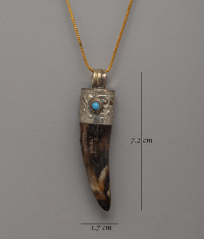 Handcrafted Ethically Sourced Goat Horn Pendant with Turquoise Stone | Spiritual Locket