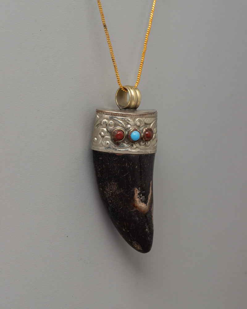 Tibetan Goat Horn Amulet Locket | Spiritual Necklace, Ethically Sourced Artisan Jewelry, Handcrafted Locket