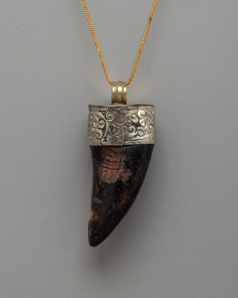 Tibetan Goat Horn Amulet Locket | Spiritual Necklace, Ethically Sourced Artisan Jewelry, Handcrafted Locket