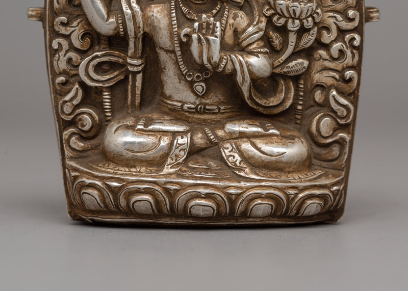 Manjushri Buddha Ghau Box in Silver | Wisdom and Enlightenment