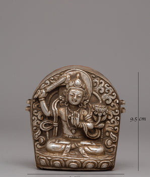 Manjushri Buddha Ghau Box in Silver | Wisdom and Enlightenment