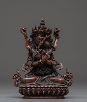 Vajradhara With Consort Oxidized Statue | Primordial Buddha Artwork