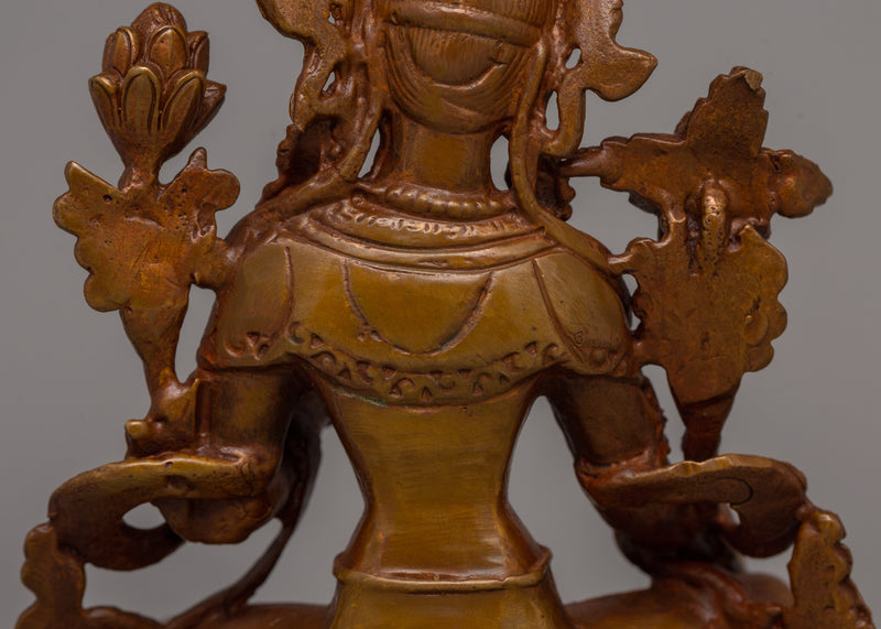 Green Tara Statue in Oxidized Copper | Spiritual Home Decor