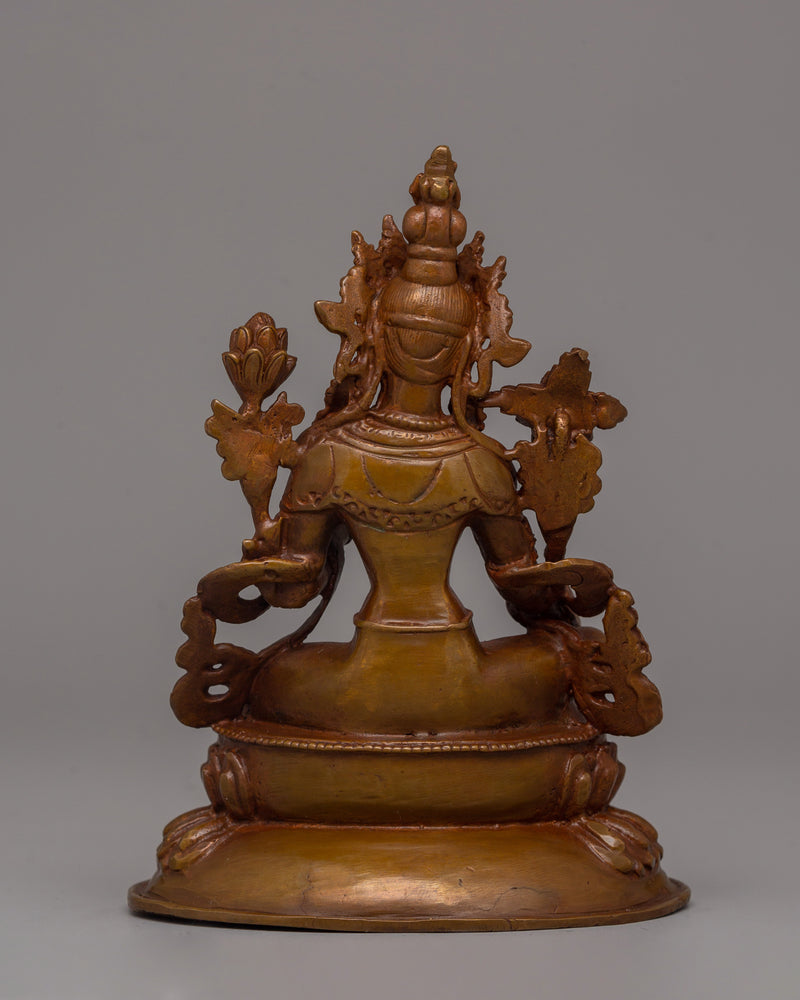 Green Tara Statue in Oxidized Copper | Spiritual Home Decor