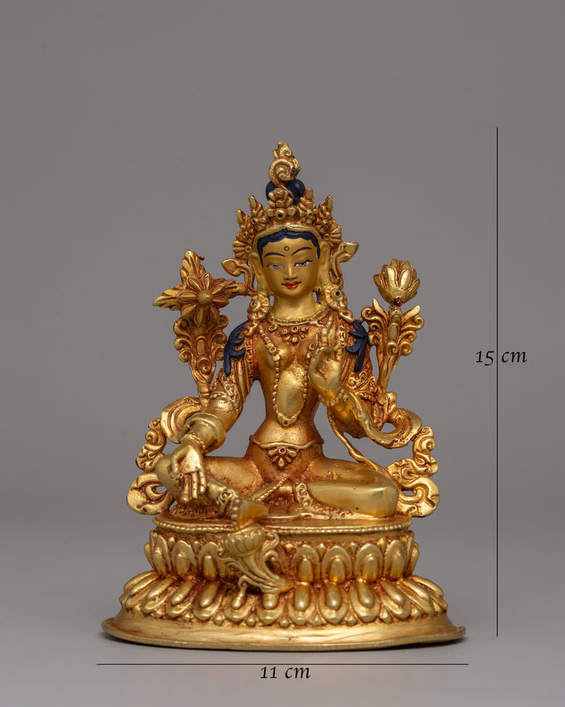 Gold-Plated Green Tara Statue | Meditation &amp; Spiritual Home Decor