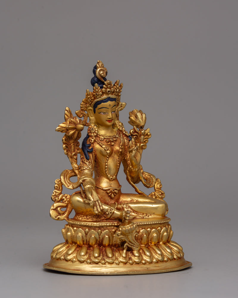 Gold-Plated Green Tara Statue | Meditation &amp; Spiritual Home Decor