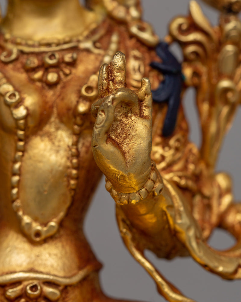 Gold-Plated Green Tara Statue | Meditation &amp; Spiritual Home Decor