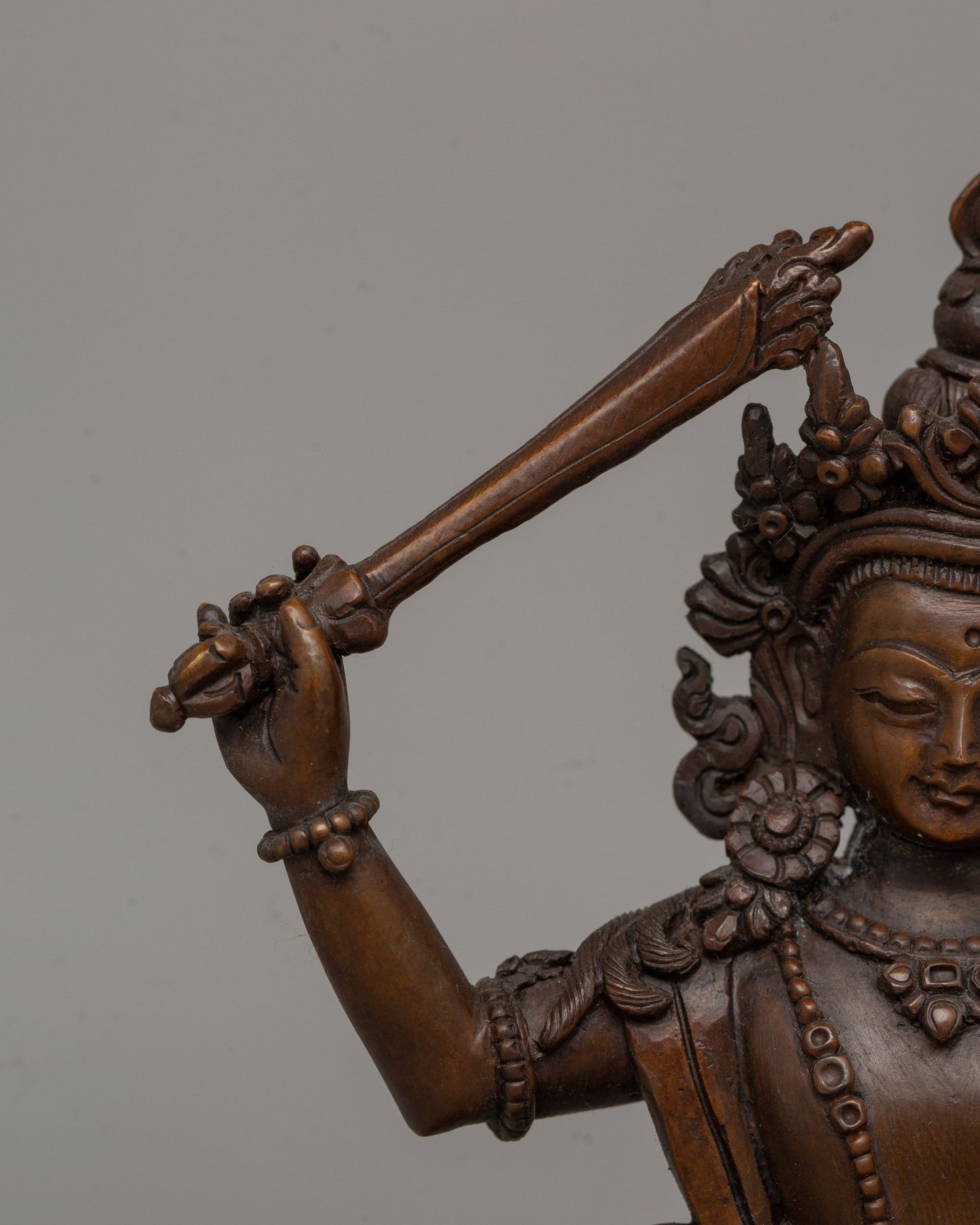 Oxidized Copper Manjushri Statue | Meditation and Spiritual Decor