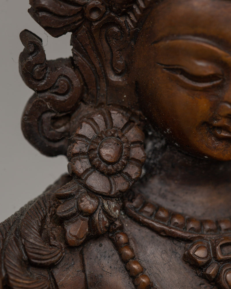 Oxidized Copper Manjushri Statue | Meditation and Spiritual Decor