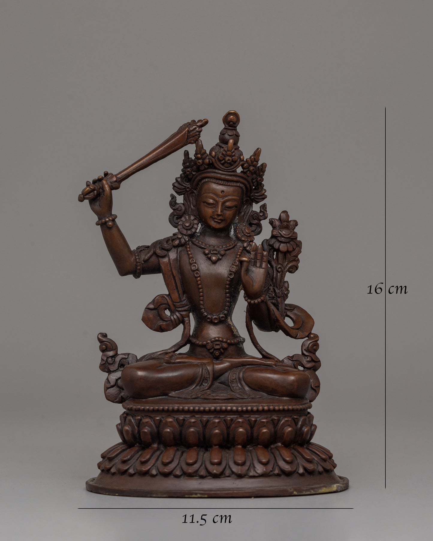 Oxidized Copper Manjushri Statue | Meditation and Spiritual Decor