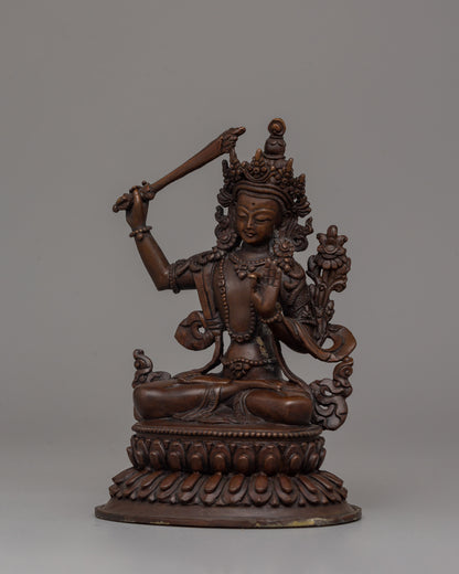 Oxidized Copper Manjushri Statue | Meditation and Spiritual Decor