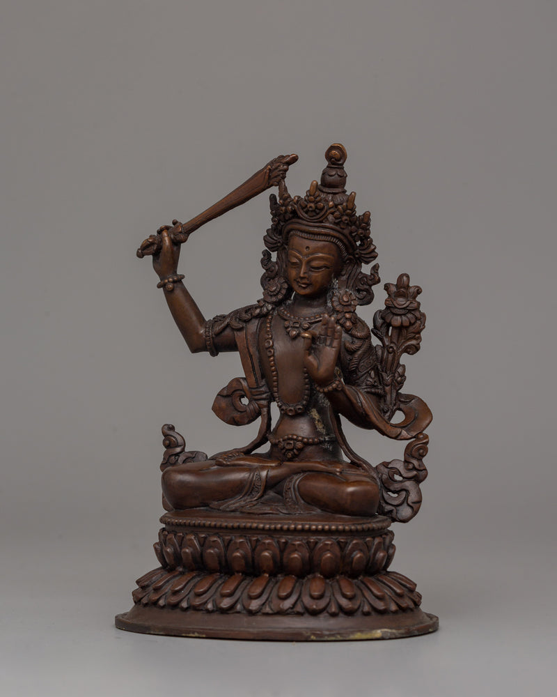 Oxidized Copper Manjushri Statue | Meditation and Spiritual Decor