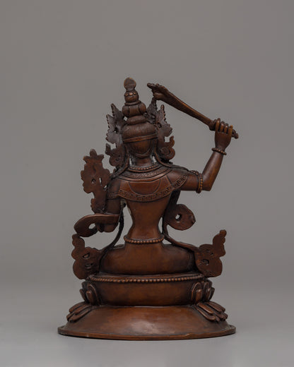 Oxidized Copper Manjushri Statue | Meditation and Spiritual Decor