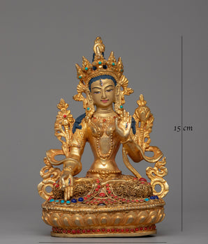 Copper White Tara Statue | Handmade Tibetan Statue for Blessings & Devotion