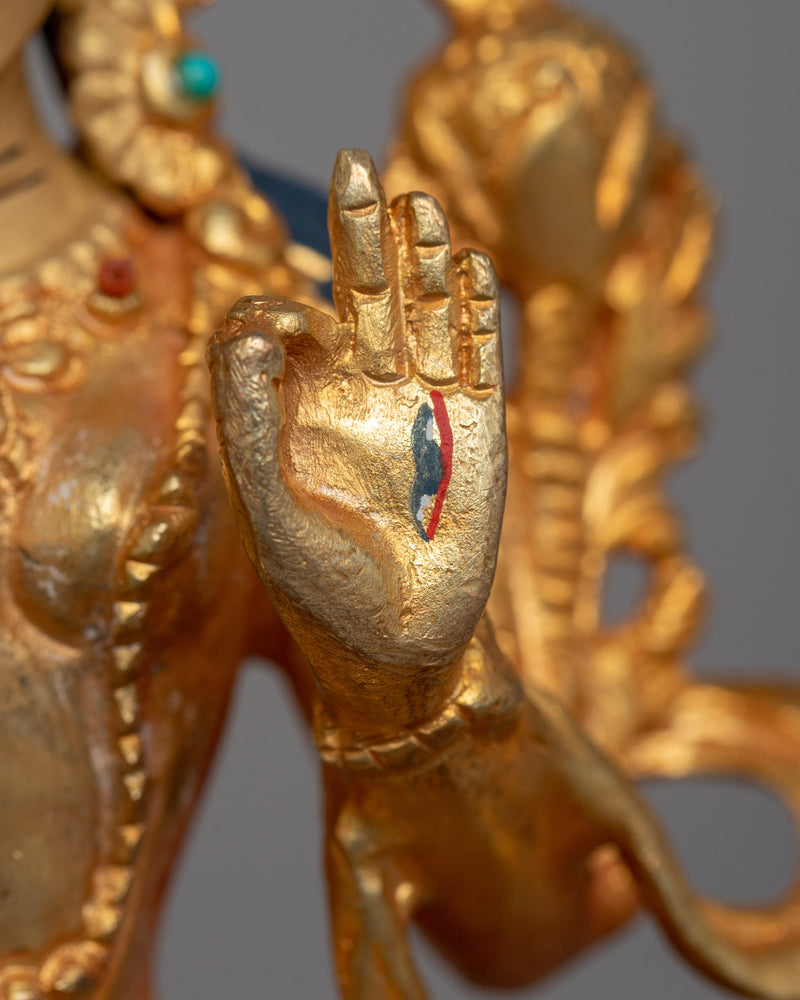 Copper White Tara Statue | Handmade Tibetan Statue for Blessings & Devotion