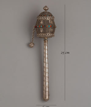 25cm Prayer Wheel for Dharma | Tibetan Buddhism Mani Wheels
