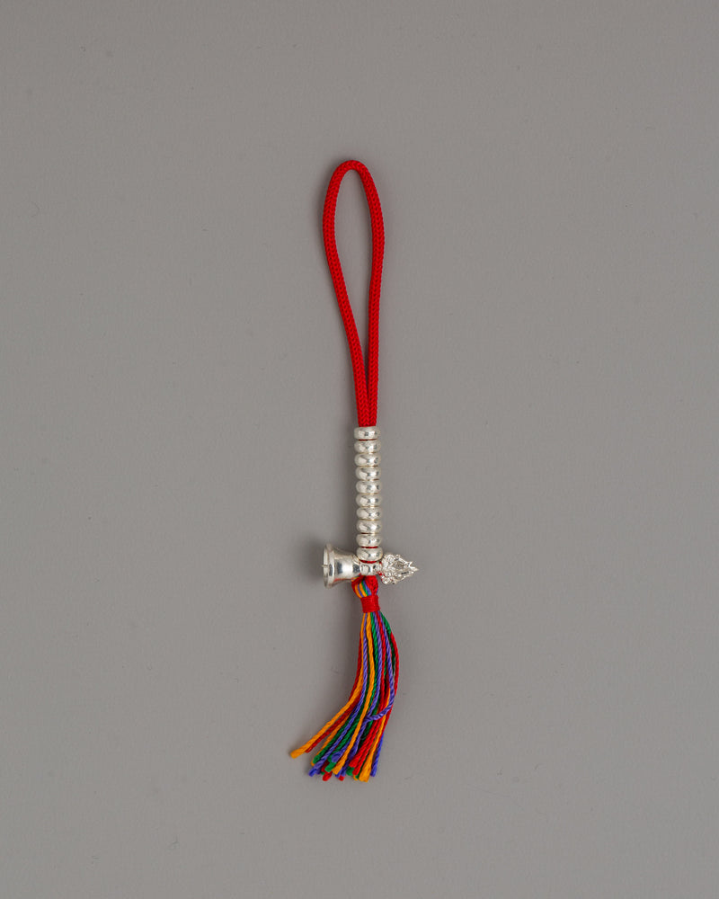 Silver Chupsel with Multicolor Tassels | Handmade Buddhist Accessory