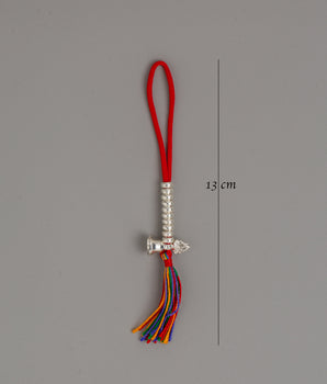 Silver Chupsel with Multicolor Tassels | Handmade Buddhist Accessory