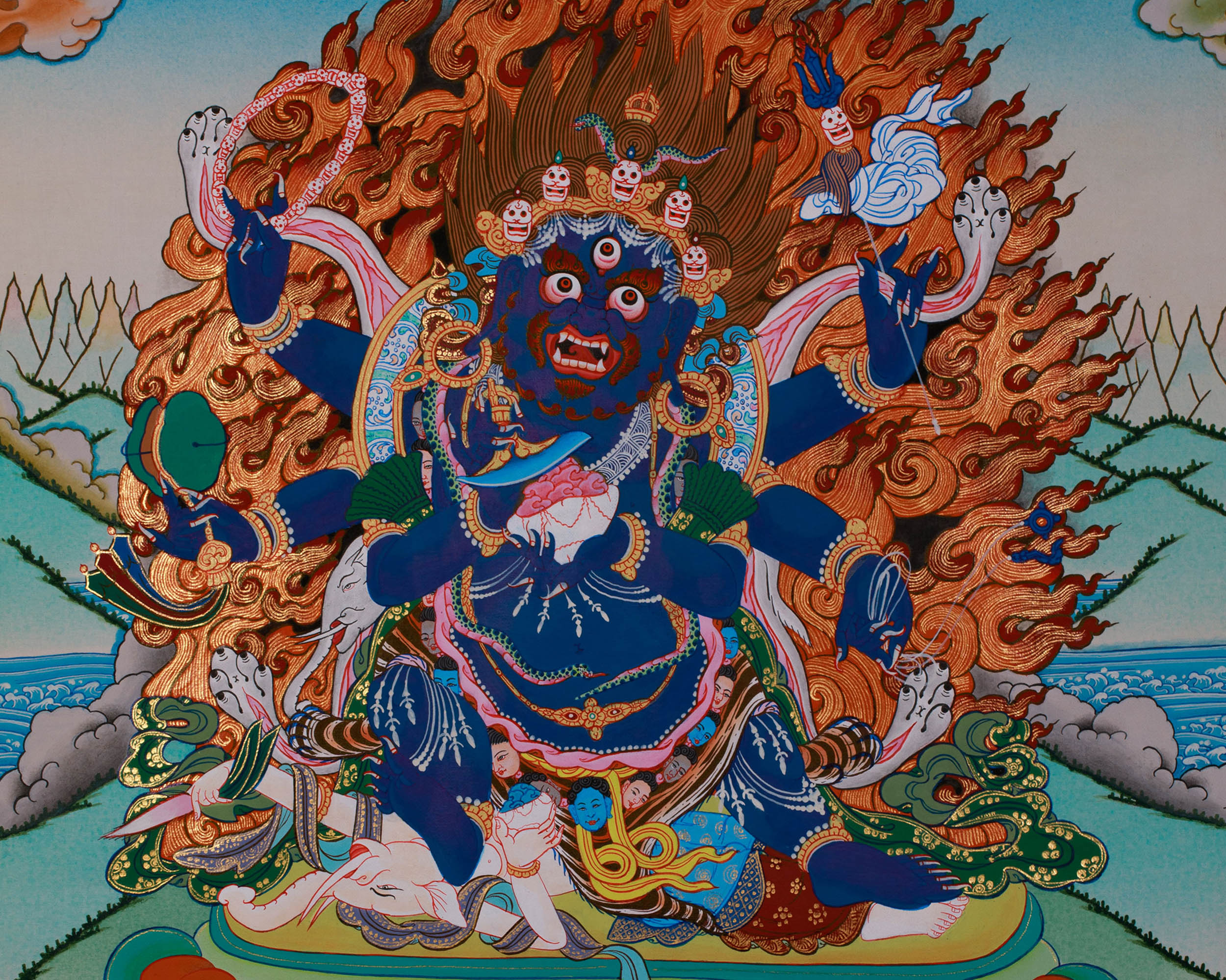 Six Arm Mahakala Thangka | Wrathful Manifestation of The Buddha