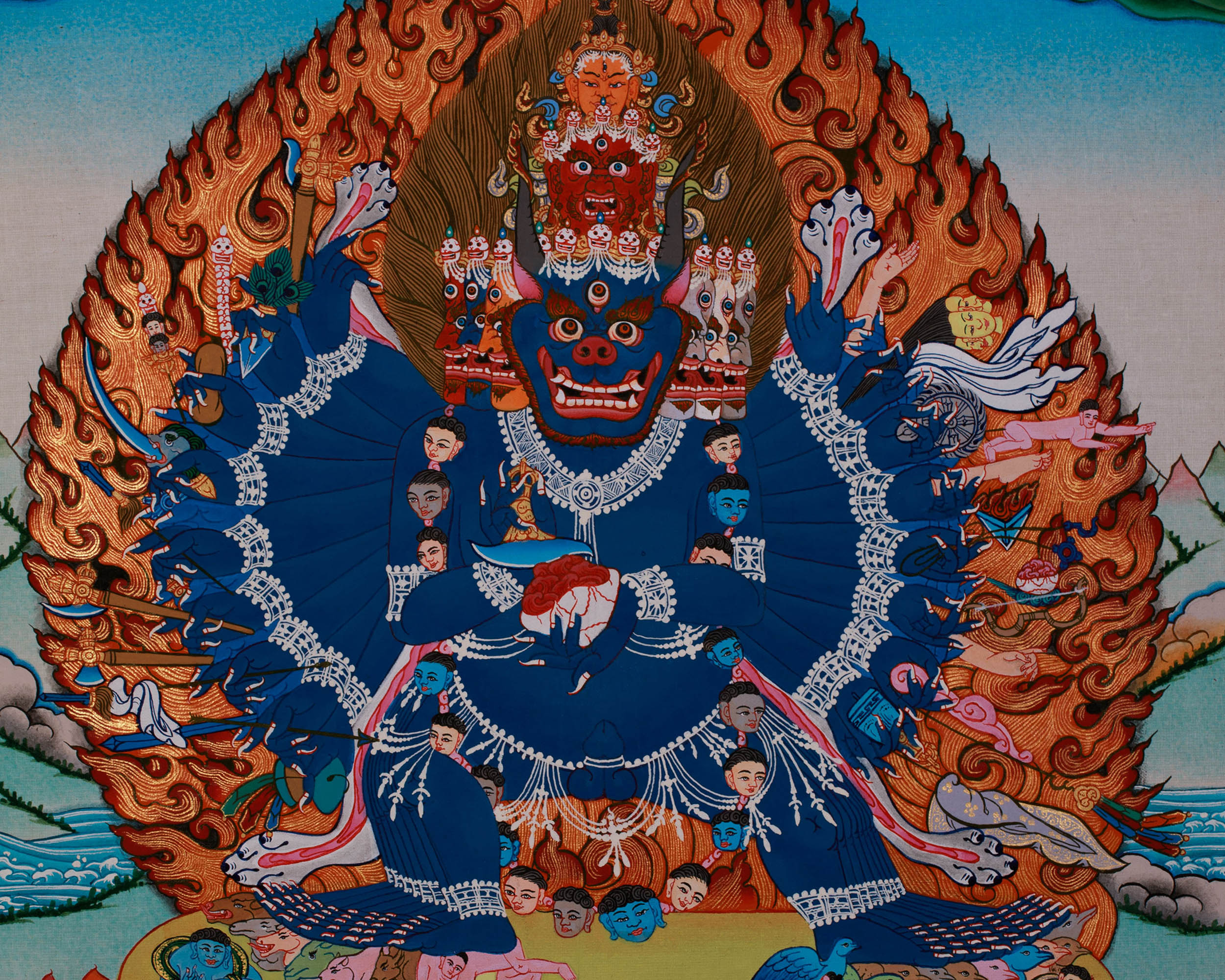 Wrathful Yamantaka Thangka | Tibetan Buddhist Protector