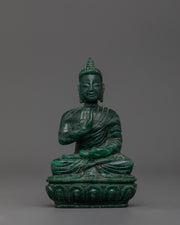 Hand-Carved Nephrite Stone Amoghasiddhi Buddha Statue