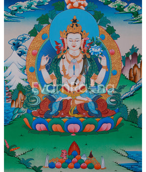 Hand Painted Chenrezig Thangka 