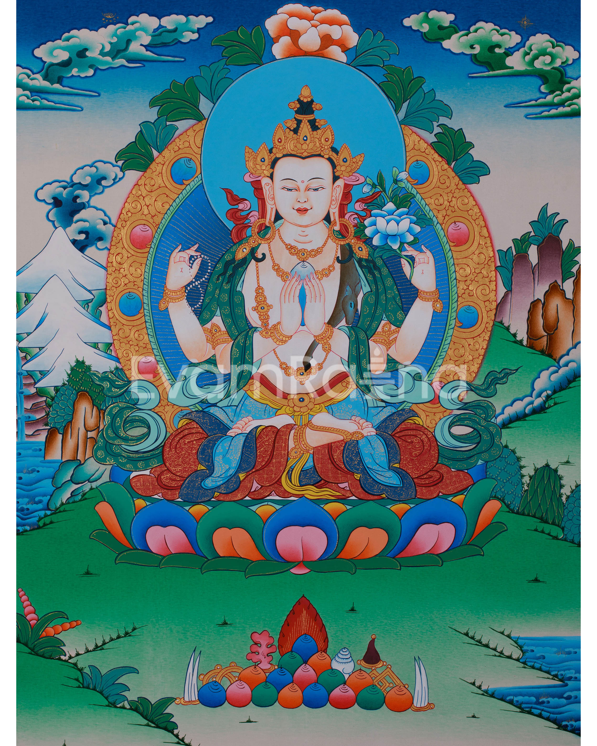 Hand Painted Chenrezig Thangka 