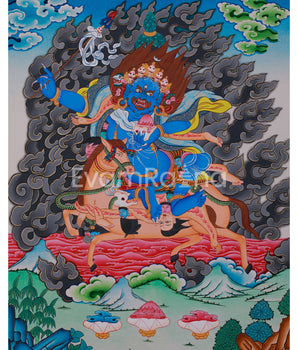 Hand-Painted Goddess Palden Lhamo Thangka