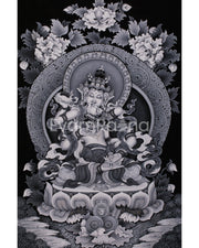 Black and White Vajrasattva Consort Painting 