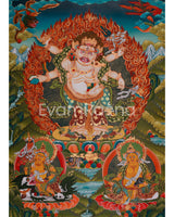 Hand-Painted White Mahakala Thangka