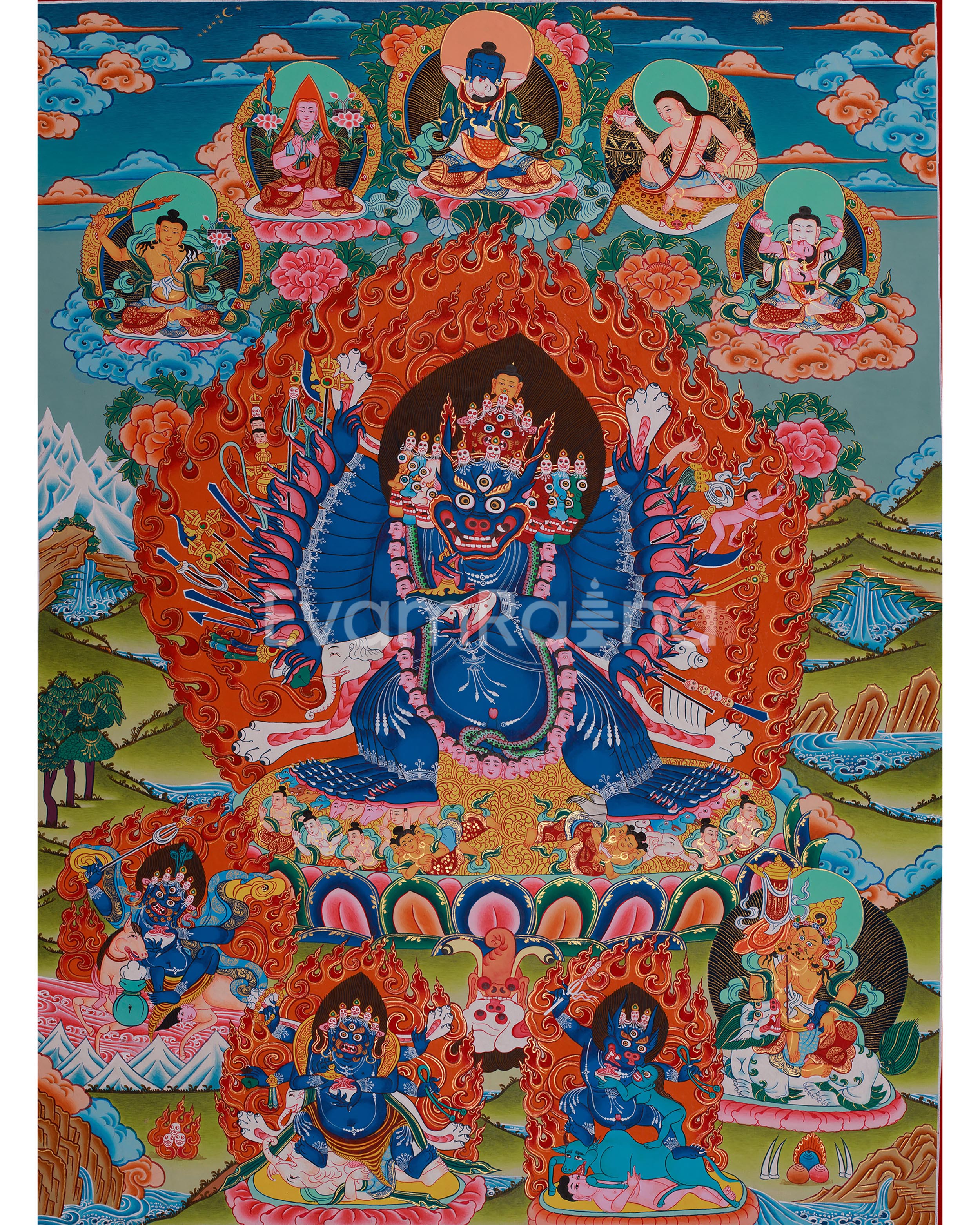 Wrathful Yidam Yamantaka Thangka | The Conqueror of Death | Traditional Tibetan Vajrayana Art