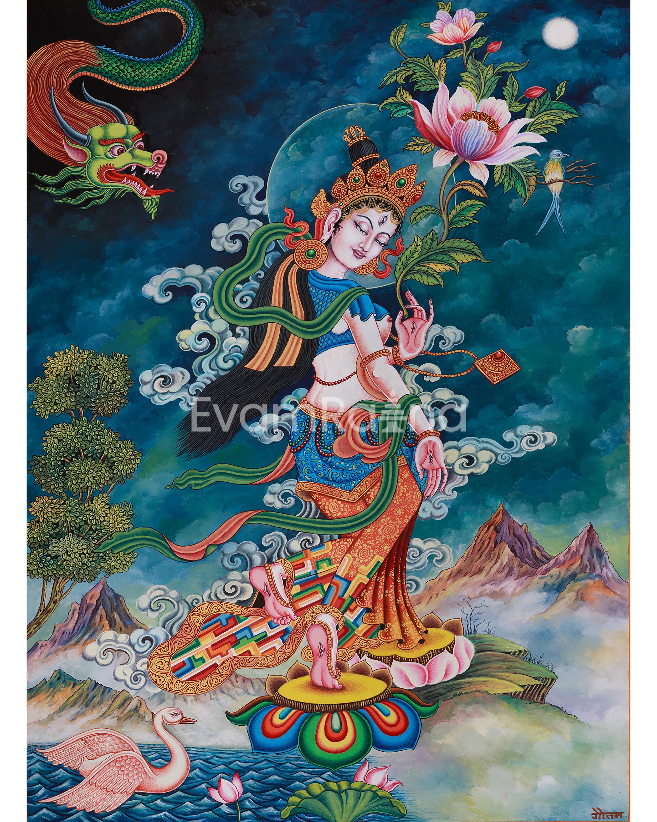 Compassionate Dolma Karpo, White Tara Thanhgk | Tibetan Buddhist Goddess of Compassion & Healing