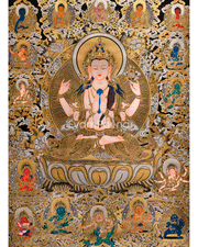 Grand 4-Arms Avalokiteshvara Thangka 