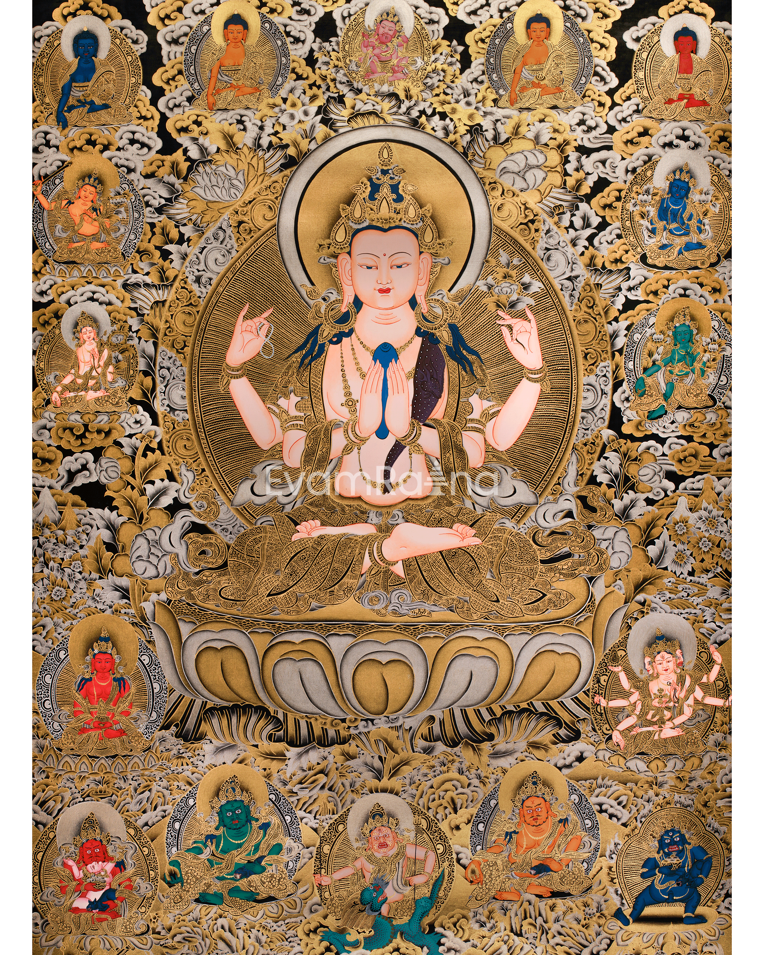 Grand 4-Arms Avalokiteshvara Thangka 
