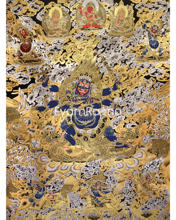 wrathful-mahakala-with-dharma-protectors-divine-guardian-thangka-gold-and-silver-on-black-canvas
