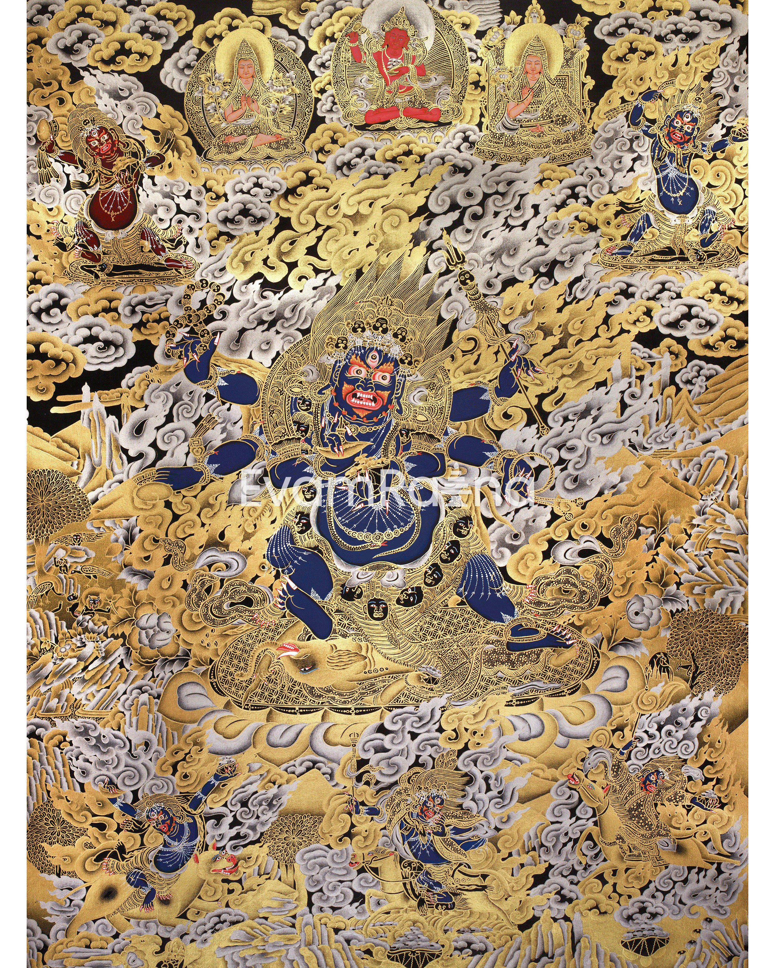 wrathful-mahakala-with-dharma-protectors-divine-guardian-thangka-gold-and-silver-on-black-canvas
