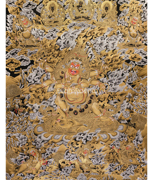 the-wrath-of-mahakala-pure-silver-gold-embellished-thangka-of-the-dharma-protector