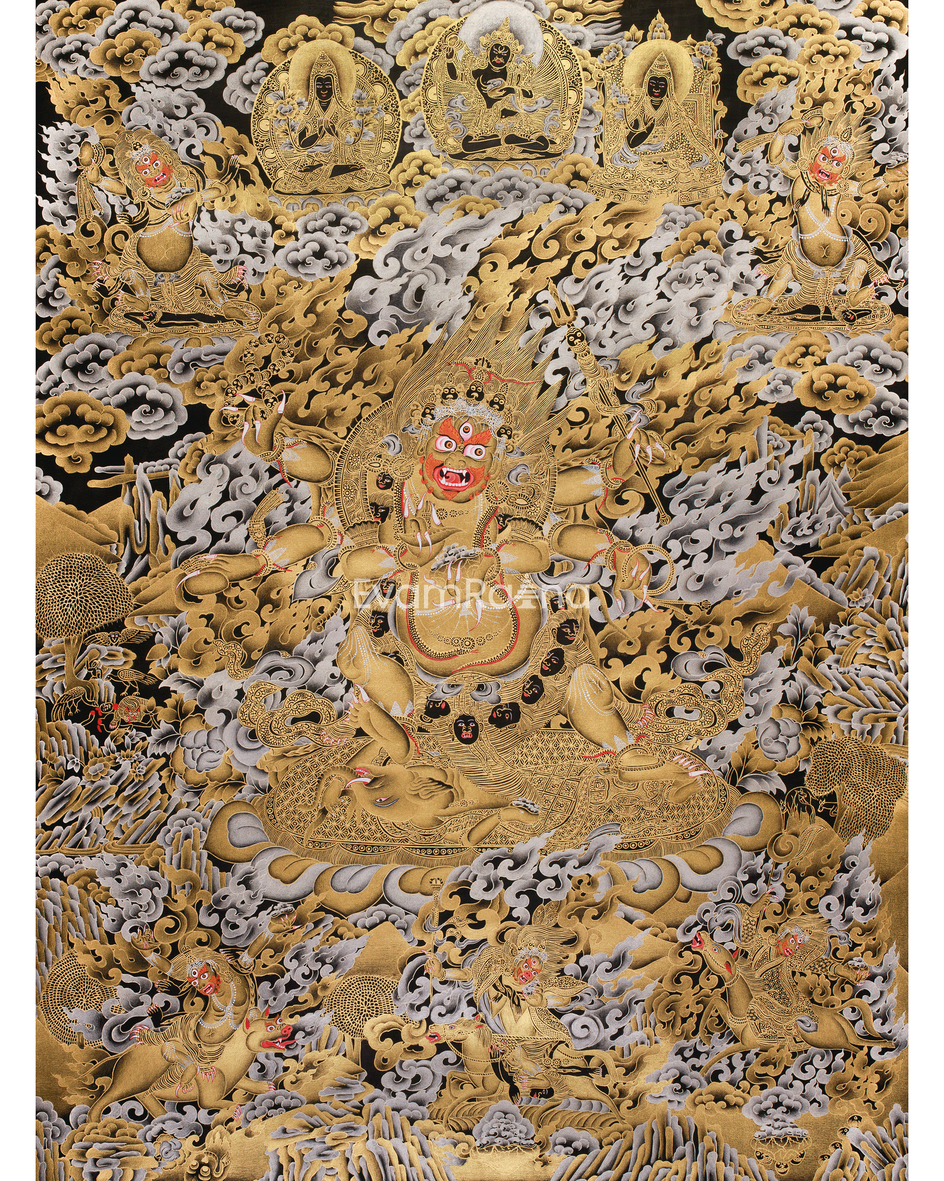 the-wrath-of-mahakala-pure-silver-gold-embellished-thangka-of-the-dharma-protector