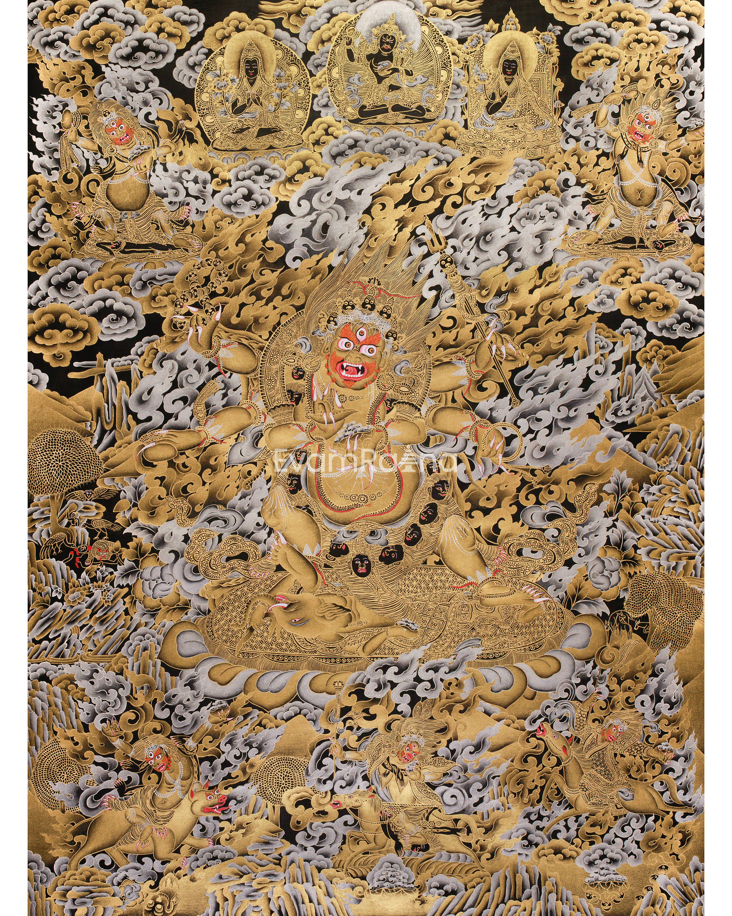 the-wrath-of-mahakala-pure-silver-gold-embellished-thangka-of-the-dharma-protector